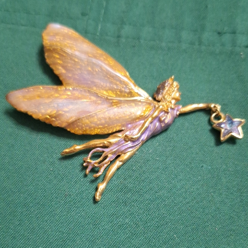 Kirks Folly Gold and Lavender Fairy Brooch